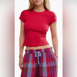 Wait a Minute Baby Tee NWOT lipstick red